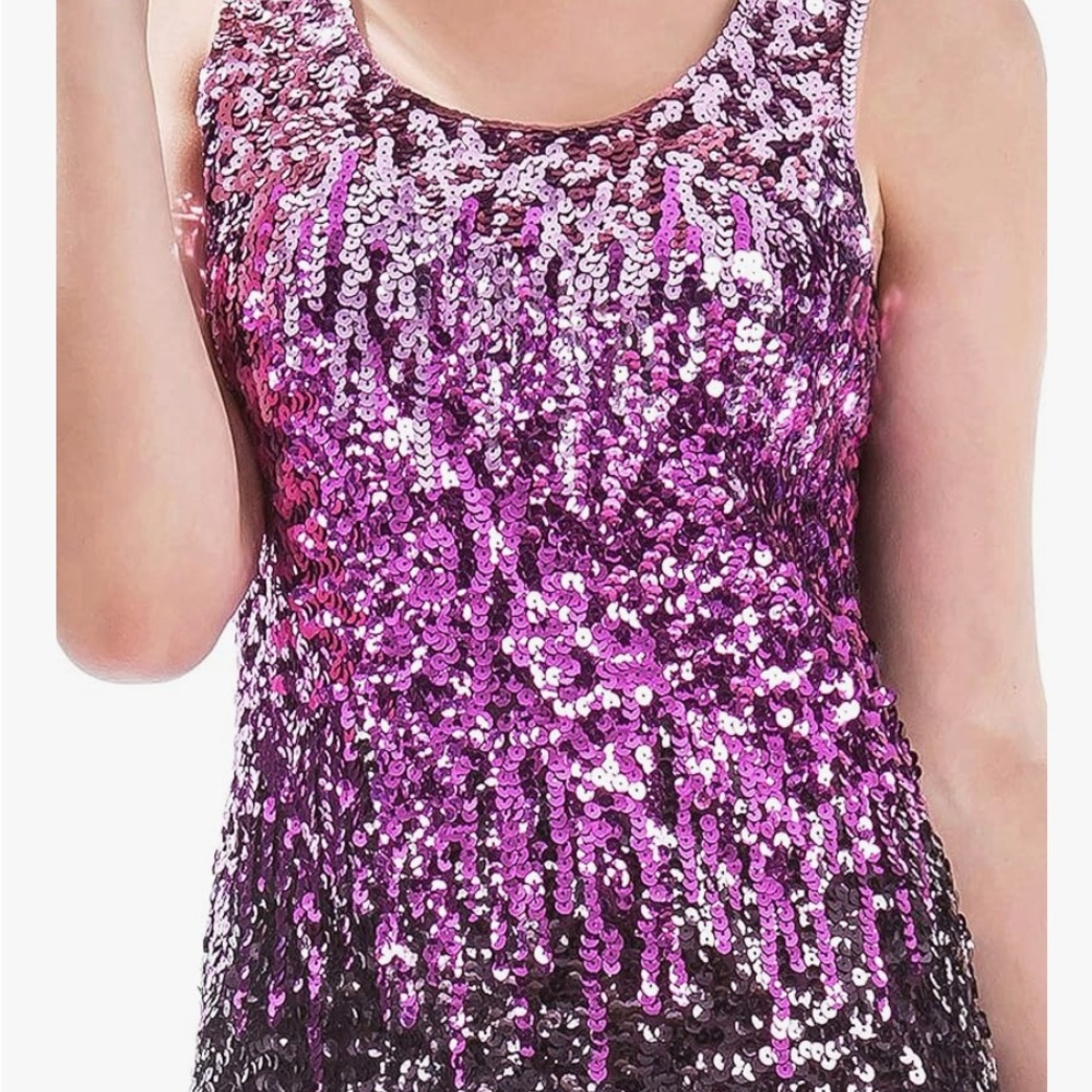 Sequin Tank Top - Pink and Purple